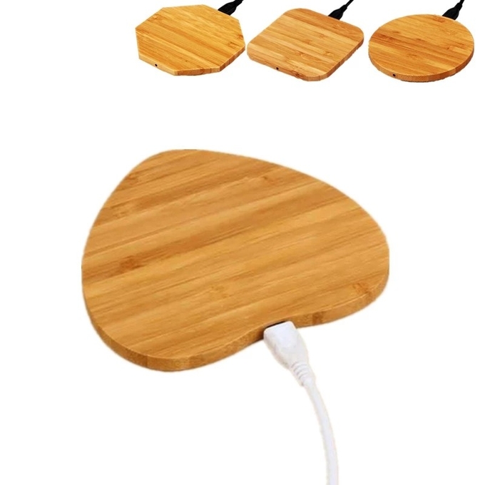 Bamboo Wooden QI Wireless Charger Shape / Logo Customized For Smart Phone